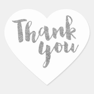 THANK YOU HEART SEAL modern script silver glitter