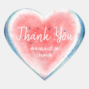 Thank You Heart Shaped Watermelon Stickers