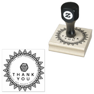 Thank You Heart Shapes Boutique Business Logo Rubber Stamp