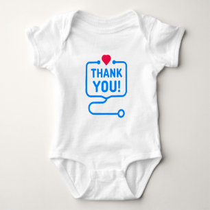 Thank You Heart Stethoscope Baby Bodysuit