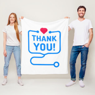 Thank You   Heart Stethoscope Fleece Blanket