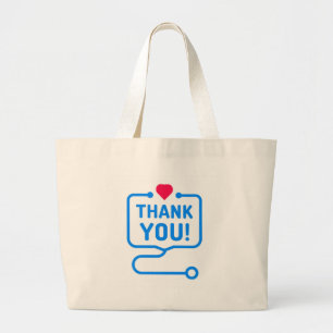 Thank You   Heart Stethoscope Large Tote Bag