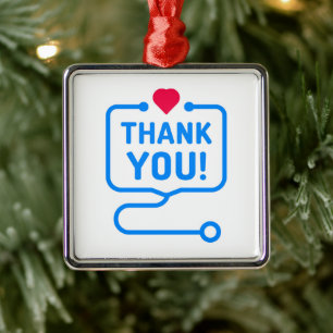 Thank You Heart Stethoscope Metal Tree Decoration