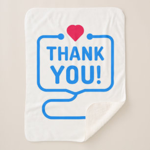 Thank You   Heart Stethoscope Sherpa Blanket