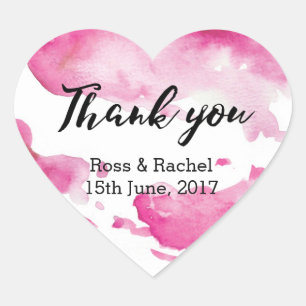 Thank you heart stickers wedding watercolor