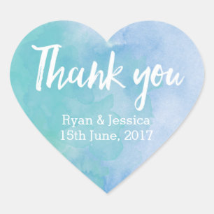 Thank you heart stickers wedding watercolor