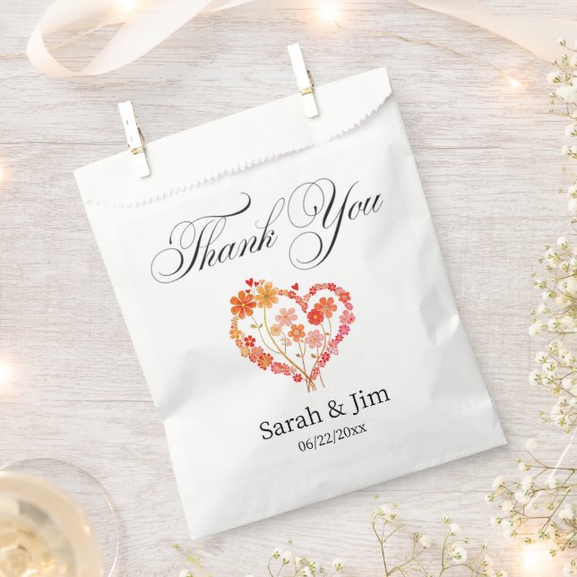 Thank you heart Wedding favor bags (Clipped)
