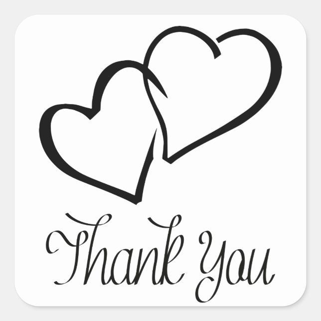 Thank You Hearts Black & White Wedding Stickers (Front)