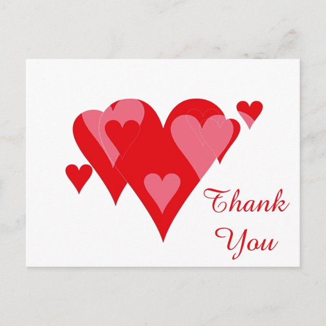 Thank You Hearts by Janz White Postcard (Front)