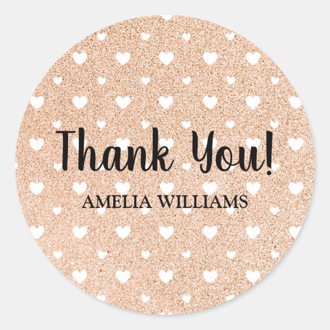 Thank You Hearts Classic Round Sticker (Front)