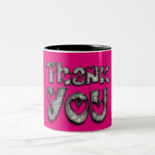 Thank You Hearts Funny Typography Pink Mug