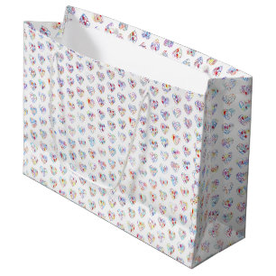 Thank you & hearts in 44langs as DC♡shaped pattern Large Gift Bag
