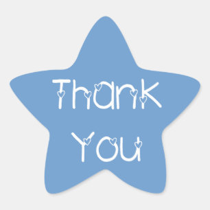 Thank You Hearts Sky Blue Wedding Stickers