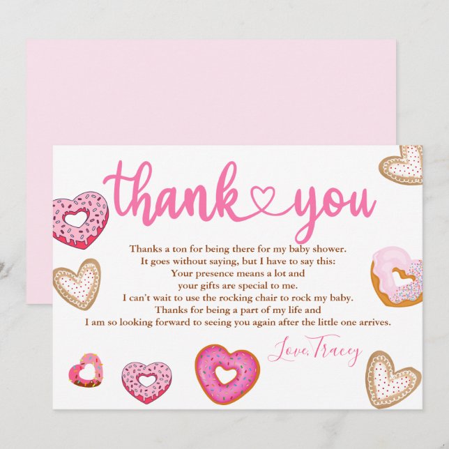 Thank you hearts valentine doughnuts card (Front/Back)