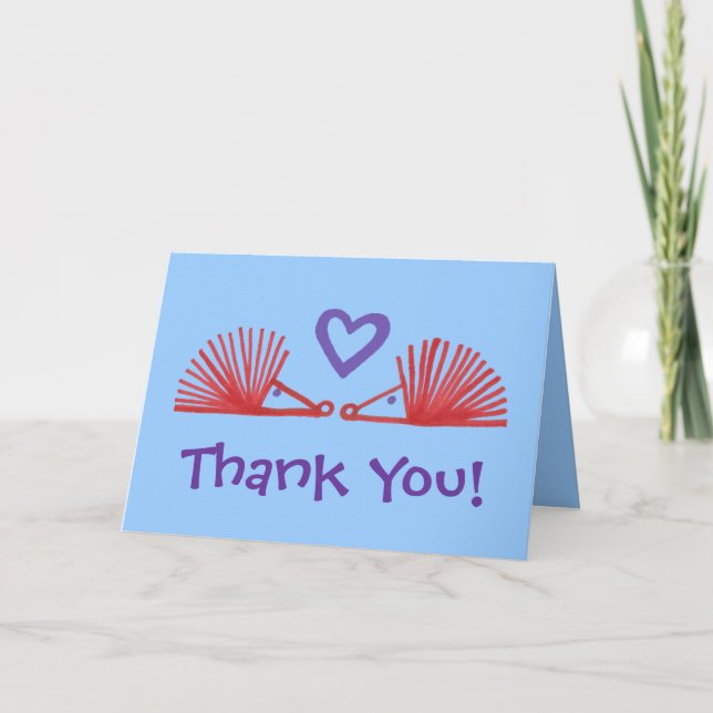Thank You! - Hedgehogs with Heart Thank You Card (Front)