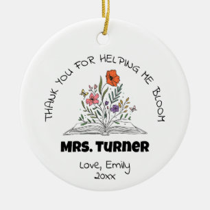 Thank You Helping Me Bloom Teacher Appreciation Ceramic Tree Decoration