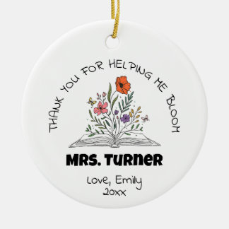 Thank You Helping Me Bloom Teacher Appreciation Ceramic Tree Decoration
