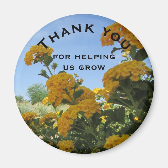 Thank You Helping us Grow Yellow Flower Teacher Magnet (Front)