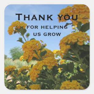 Thank You Helping Us Grow Yellow Flower Teacher Square Sticker