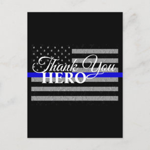 THANK YOU HERO SUPPORT POLICE POSTCARD