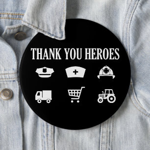 Thank You Heroes   First Responders 6 Cm Round Badge