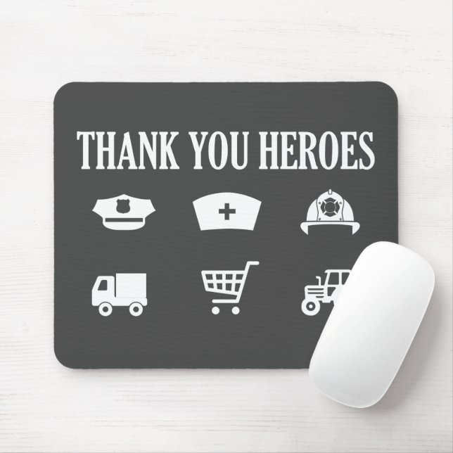 Thank You Heroes | First Responders Mouse Mat (With Mouse)