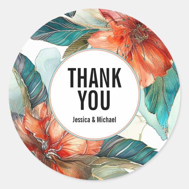 Thank you Hibiscus Serenade Paradise Classic Round Sticker (Front)