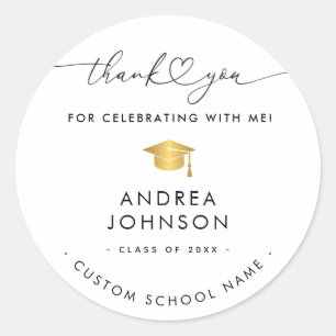 Thank You High School College Graduation Party Classic Round Sticker