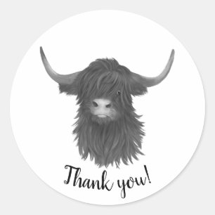 Thank You Highland Cow Classic Round Sticker