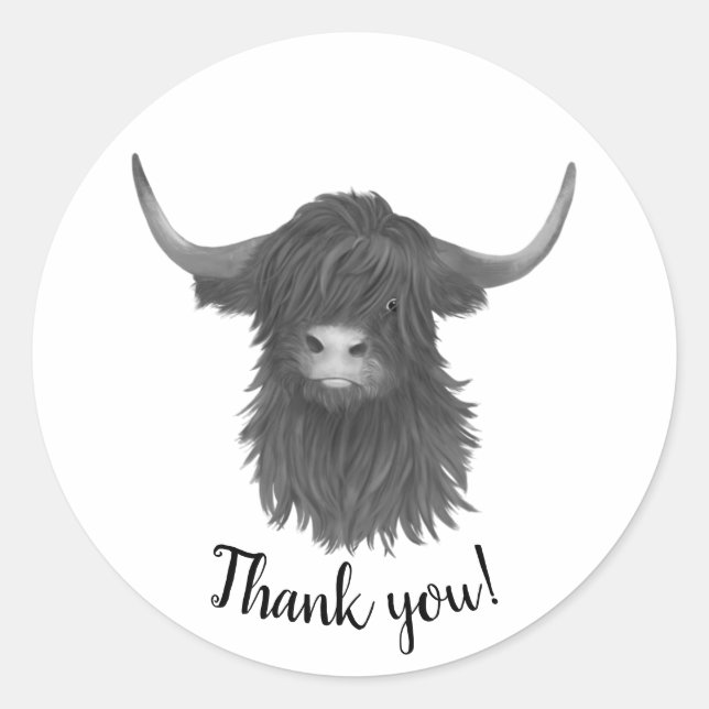 Thank You Highland Cow  Classic Round Sticker (Front)