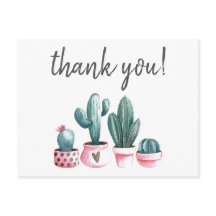 Thank you hipster cactus pink watercolor print
