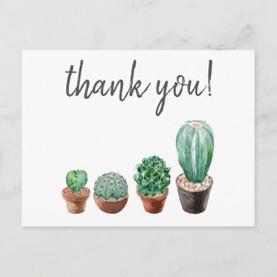 Thank you hipster cactus watercolor print postcard