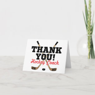 Thank You Hockey Coach Crossed Hockey Sticks Card