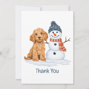 Thank You Holiday Winter Goldendoodle Dog Snowman Card