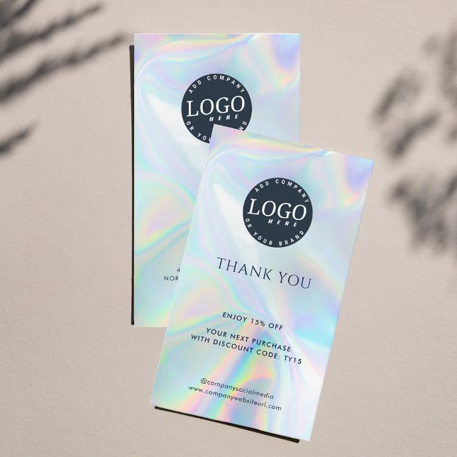 Thank You Holographic Social Media and Website Discount Card (Holographic Company Logo Business Loyalty Discount Card)