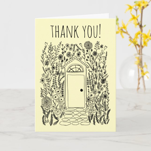 THANK YOU Home Sweet Home Garden Door Custom Card (Yellow Flower)