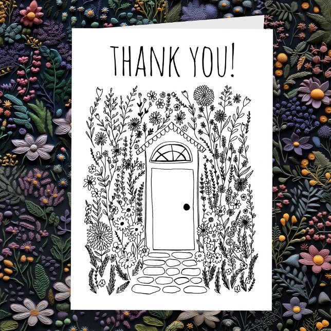THANK YOU Home Sweet Home Garden Door Custom Card (THANK YOU Home Sweet Home Garden Door Floral Cute Custom Greeting Card
)
