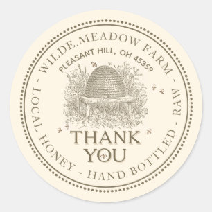 Thank You Honey Skep Beekeeper Classic Round Sticker