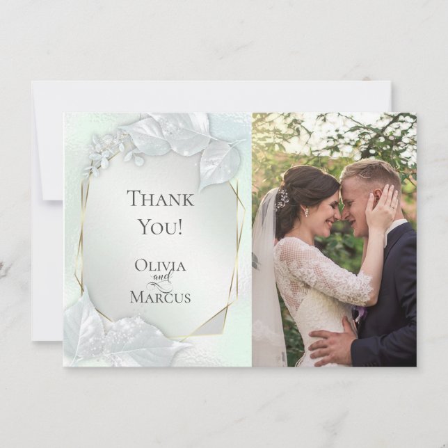 THANK YOU | Honeydew Shimmer PHOTO Frame Card (Front)