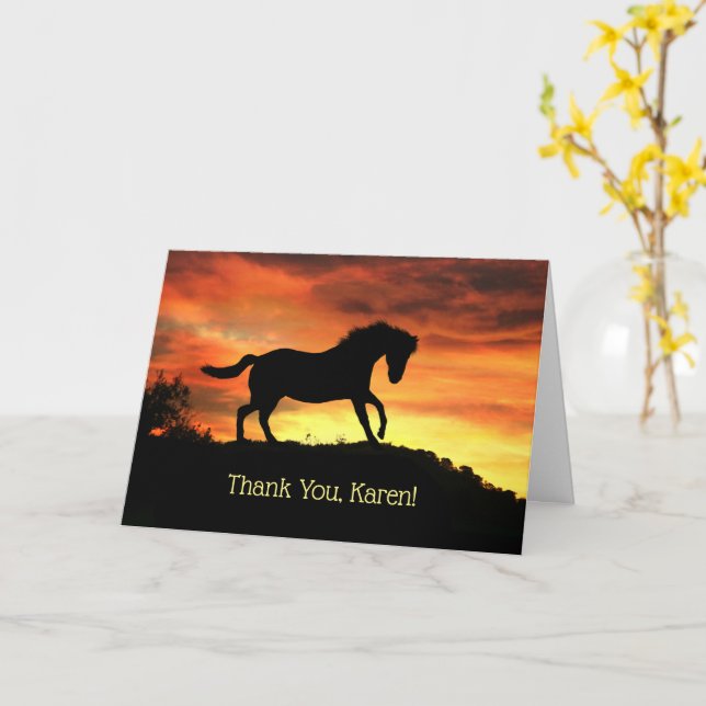 Thank You Horse Custom Name You Made my Day Card (Yellow Flower)