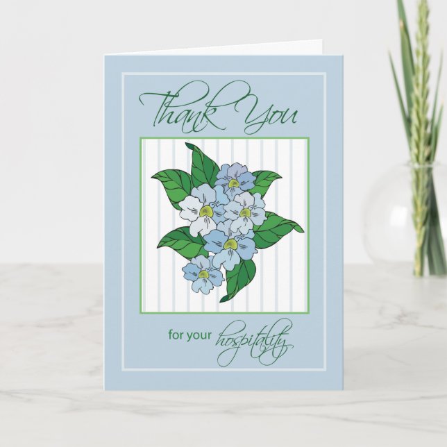 Thank You Hospitality with Blue Flowers Illustrati (Front)