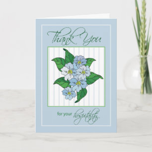 Thank You Hospitality with Blue Flowers Illustrati