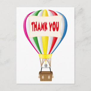 Thank You Hot Air Balloon Rainbow Postcard