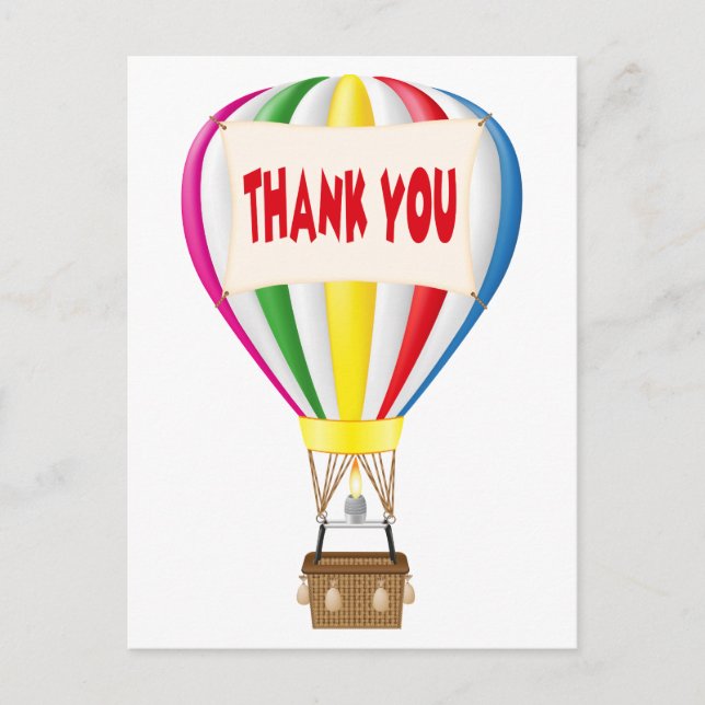 Thank You Hot Air Balloon Rainbow Postcard (Front)