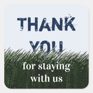 Thank You House Guest Green Grass Sky Artistic Square Sticker