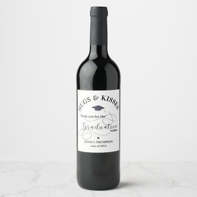 Thank you Hugs & Kisses 2025 Graduation favour  Wine Label (Front)