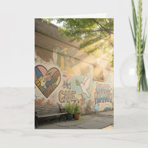 Thank You Humanity Graffiti On Brick Wall Mural Card