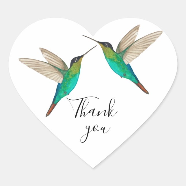 Thank You Hummingbird  Heart Sticker (Front)