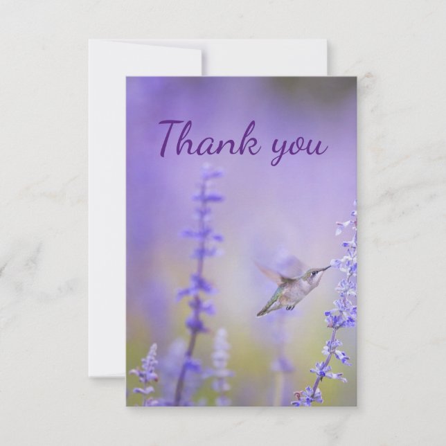  Thank You Hummingbird Lavender Flower Art (Front)
