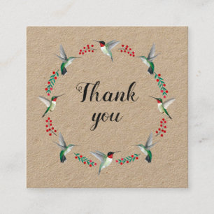 Thank You Hummingbird Wreath Square Business Card